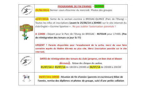 ACTIVITES de fin d'année